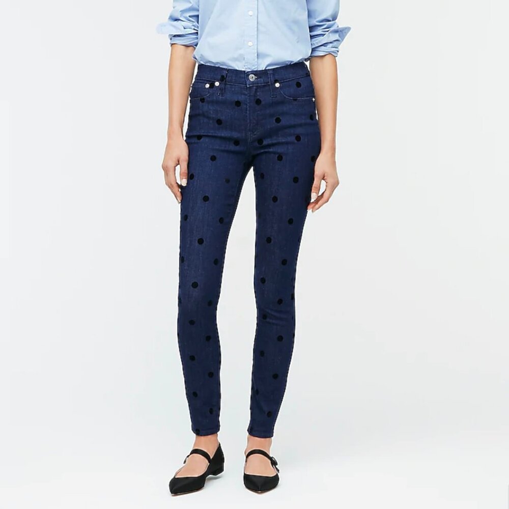 J.Crew 9" High Rise W's Toothpick Jeans w/Velvet Dots-Size 26-Brand New w/Tags